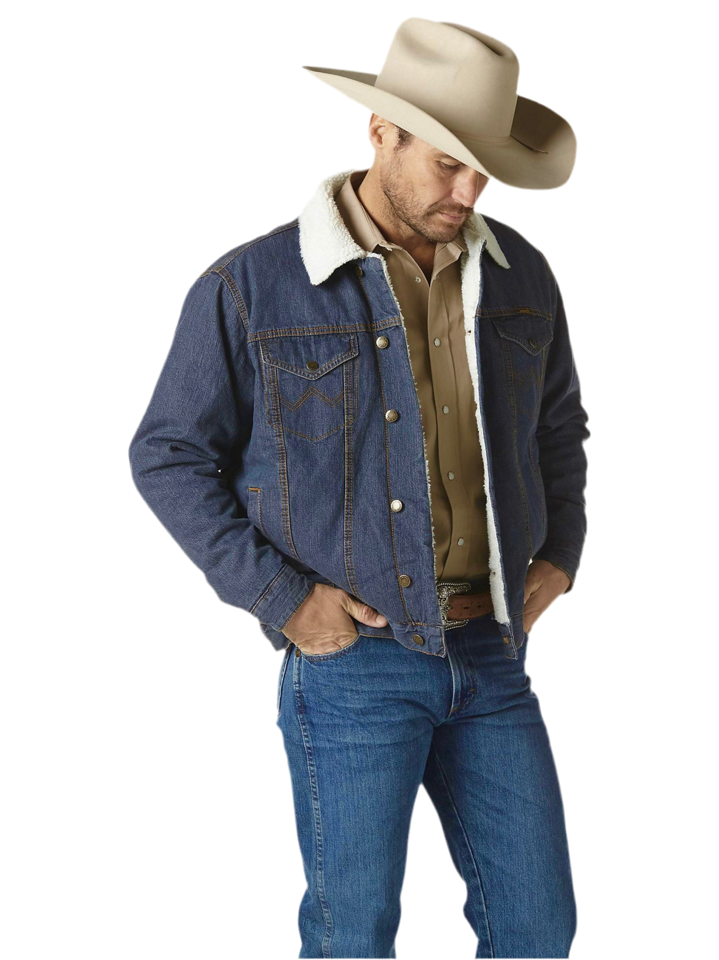 Caballero Chamarra De Mezclilla Con Borrega Chamarra Wrangler