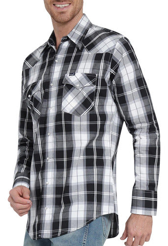 Camisa Wrangler Cuadros Negro